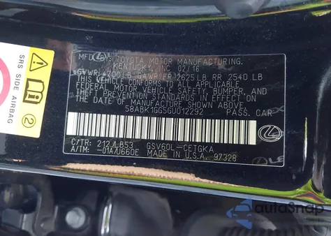 2016 Lexus Es 350 from USA, damaged, VIN 58ABK1GG5GU012292